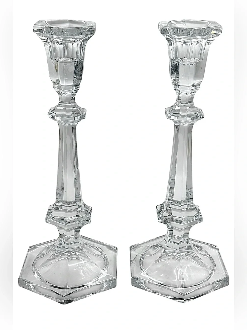 Baccarat France Pair of Harcourt Versailles Crystal Candlestick Holders